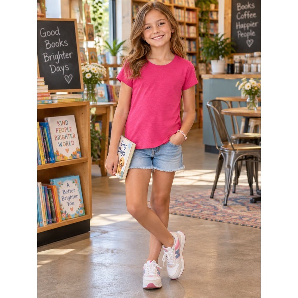 DKNY Girls Pink Short Sleeve Cutout Back Crew Neck T-Shirt Size M